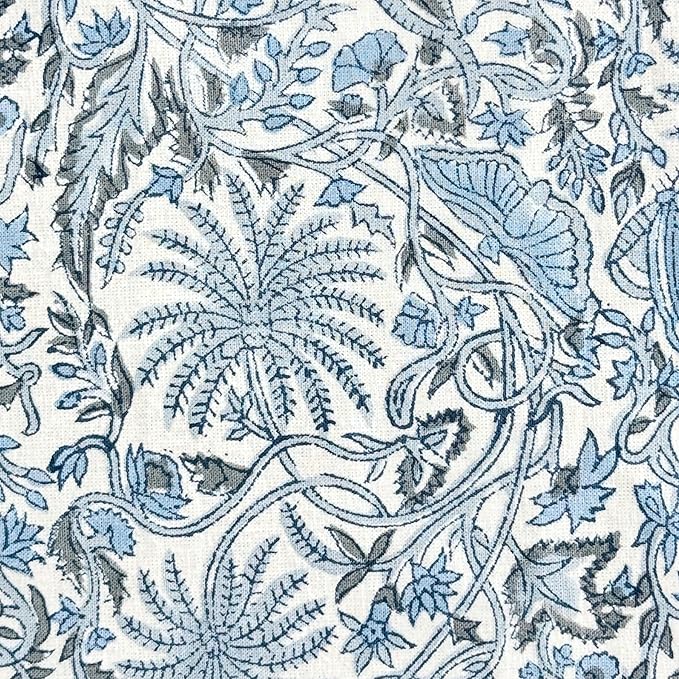 ATOSII Butterfly Blue 100% Cotton Rectangle Summer Tablecloth, Handblock Floral Print Linen Table Cloth for Kitchen Dining I Parties, Weddings, Outdoors, Decor 60 X 90 Inches, 6 Seater