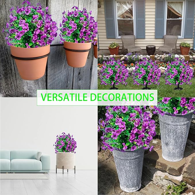 2 Pcs Artificial Boxwood Topiary Ball Trees - Purple 23" with Ground Spike, Weather Proof UV Resistant Faux Greenery Shrubs Bushes for Porch, Garden, Front Yard Decor, Indoor/Outdoor Planters