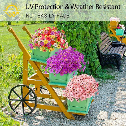 MACTING Artificial Flowers for Outdoors 12 Bundles Faux Outdoor Plants UV Resistant Plastic Silk Flowers No Fade for Planters Window Patio Porch Yard Indoor Garden Outside Summer Decorations(Purple)
