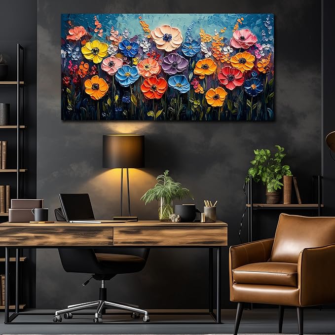 Flower Painting Wall Decor for Bedroom Teen Girl Colorful Paintings for Wall Floral Wall Art for Office Women 24 x 48 Inch