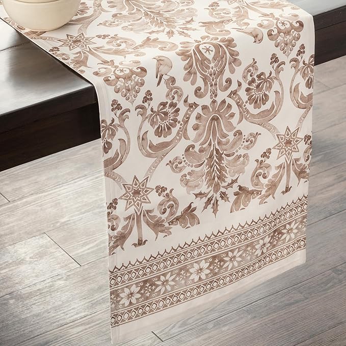 Maison d' Hermine Table Runner 100% Cotton Double Layer Table Runners 108 inches Long for Thanksgiving Christmas Decorations Home Kitchen Dining Party Wedding (Allure, 14.5" x 108")