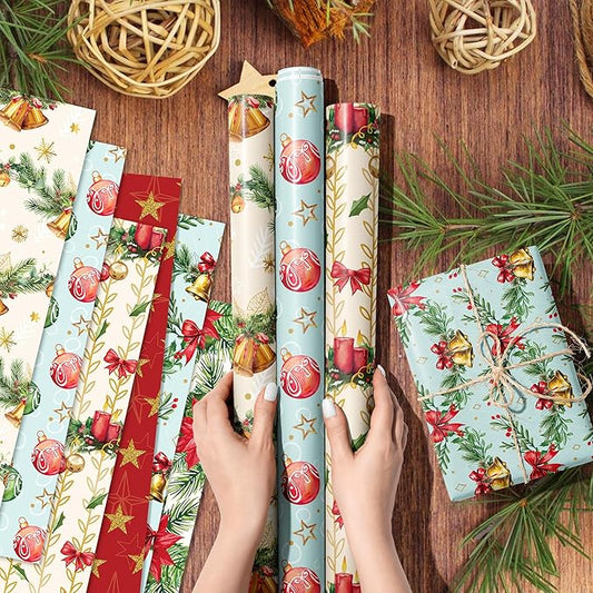 Anor Wishlife Christmas Wrapping Paper,Xmas Wrapping Paper Roll,Holiday Wrapping Paper,20 * 27inch Christmas Party Decorations for Office,Home,Classroom(12pcs)