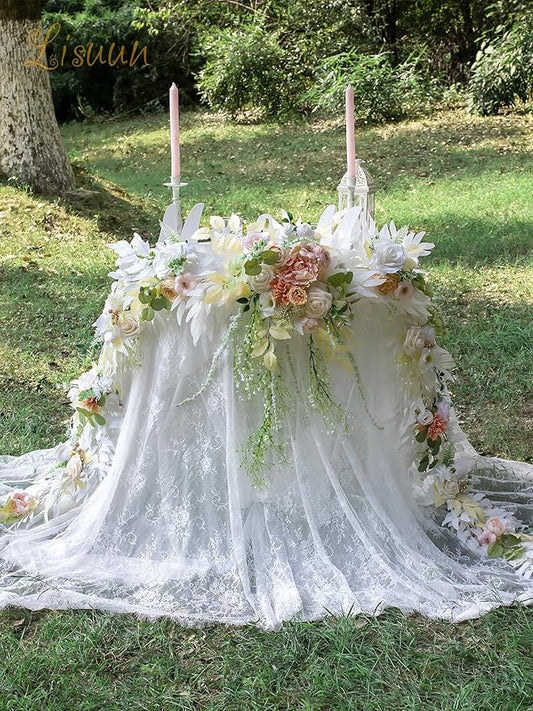 9FT Wedding Arch Flower Garland, Handmade Wedding Table Decorations,Head Table Floral Decor for Noble and Charming Wedding Ceremony