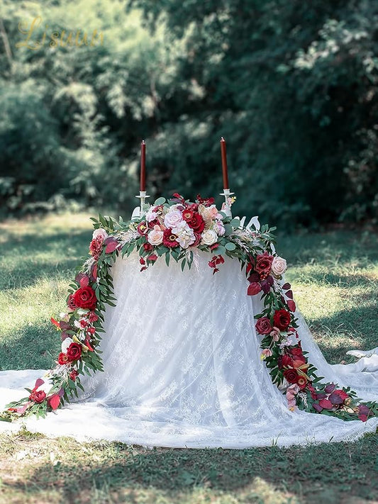 9FT Wedding Arch Flower Garland, Handmade Wedding Table Decorations,Head Table Floral Decor for Noble and Charming Wedding Ceremony