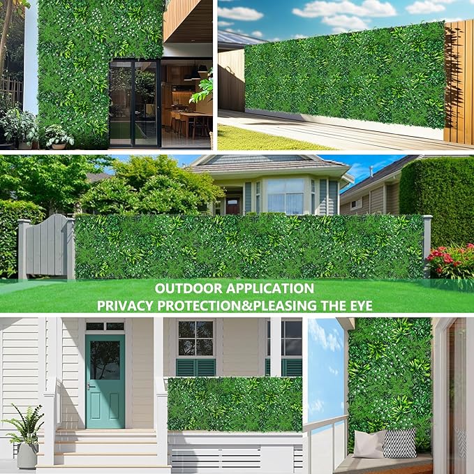 Grass Wall, Artificial Boxwood Panels 20"x20"(12pcs), Privacy Hedge Fence Screen with UV Protection, Greenery Backdrop for Indoor Home Wedding Decor and Outdoor Garden Backyard