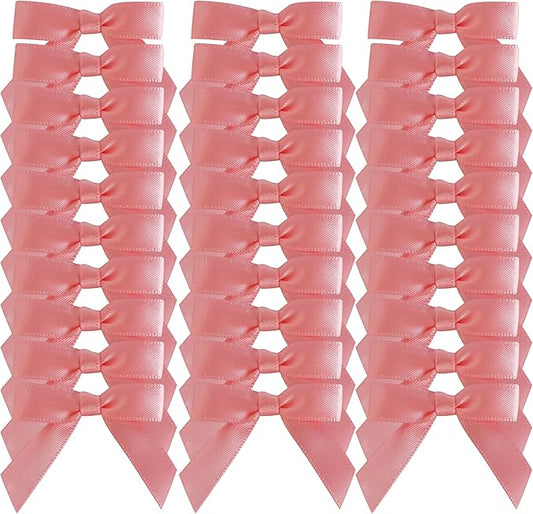 50pcs 1-1/2" Mini Light Pink Satin Ribbon Bows Without Twist Ties for Crafts Gift Wrapping Packing Mothers Day Decoration (Lt.Pink)