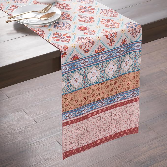 Maison d' Hermine Table Runner 100% Cotton Double Layer Table Runners 72 inches Long for Thanksgiving Christmas Decorations Home Kitchen Dining Party Wedding (Romane, 14.5" x 72")