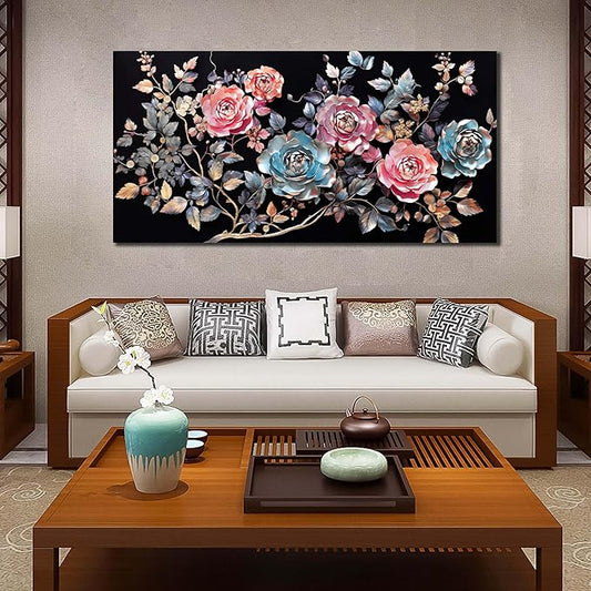Flowers Canvas Wall Art for Office Colorful Prints Decor for Bedroom Wall Art for Living Room Large Size 29" x 58"