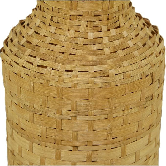 Deco 79 Bamboo Wood Decorative Vase Tall Woven Floor Centerpiece Vase, Vase for Home Decoration 8" x 8" x 22", Brown