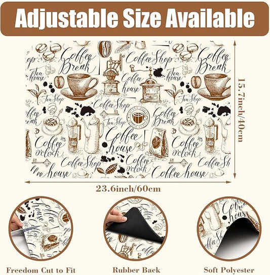 Dish Drying Mat Coffee House Coffee Bar Mat for Countertop Absorbent Rubber Backed Hide Stain Dish Drainer Rack Pad Espresso Machine Cafe Table Dining Room Decoration 15.7 x 23.6 Inch