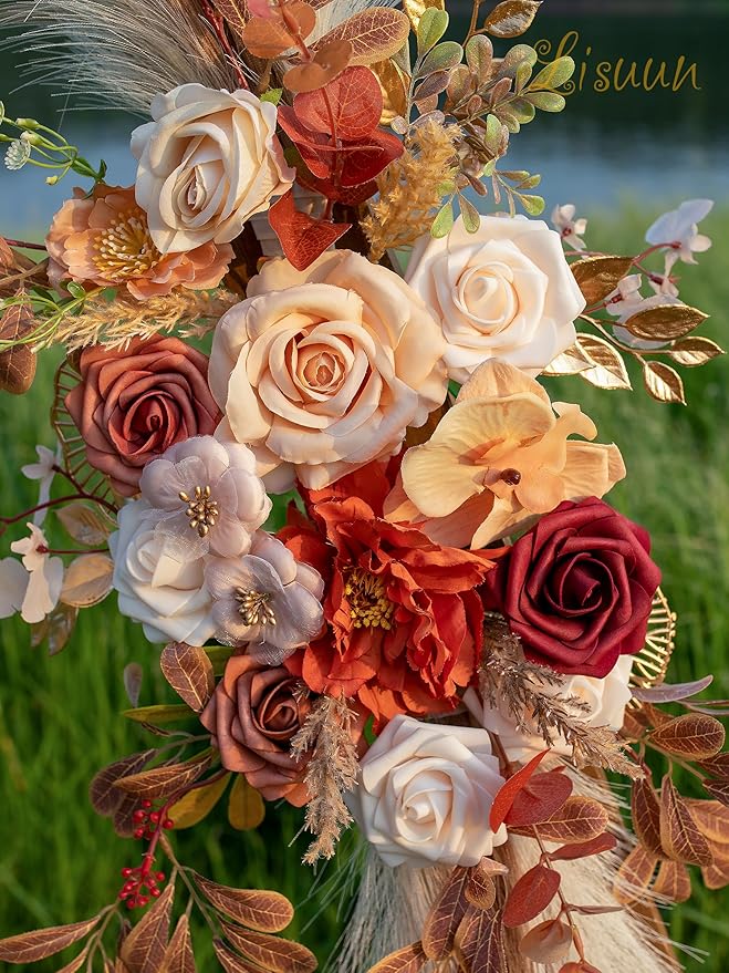 Wedding Arch Flowers, Artificial Flowers for Decoration, Large Flower Swag for Boho Styles Wedding Ceremony Floral Decor - Pack of 2