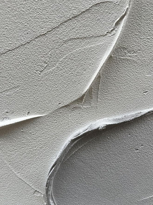 Epicler art Hand-painted White and Grey abstract wall decoration Oil Thick texture Minimalist art 40x28 inches