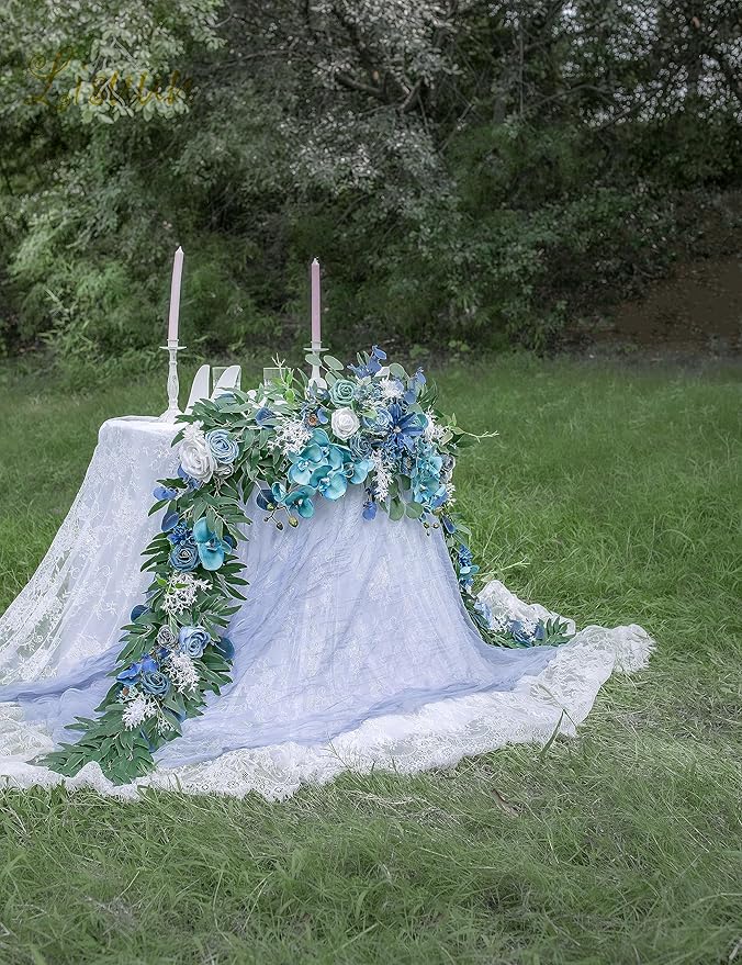 9FT Wedding Arch Flower Garland, Handmade Wedding Table Decorations,Head Table Floral Decor for Noble and Charming Wedding Ceremony