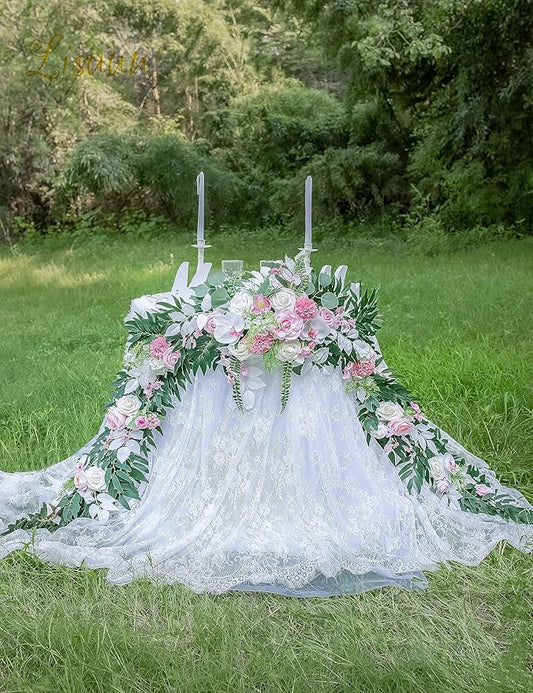 9FT Wedding Arch Flower Garland, Handmade Wedding Table Decorations,Head Table Floral Decor for Noble and Charming Wedding Ceremony