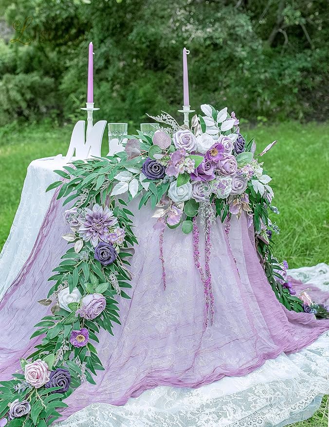 9FT Wedding Arch Flower Garland, Handmade Wedding Table Decorations,Head Table Floral Decor for Noble and Charming Wedding Ceremony