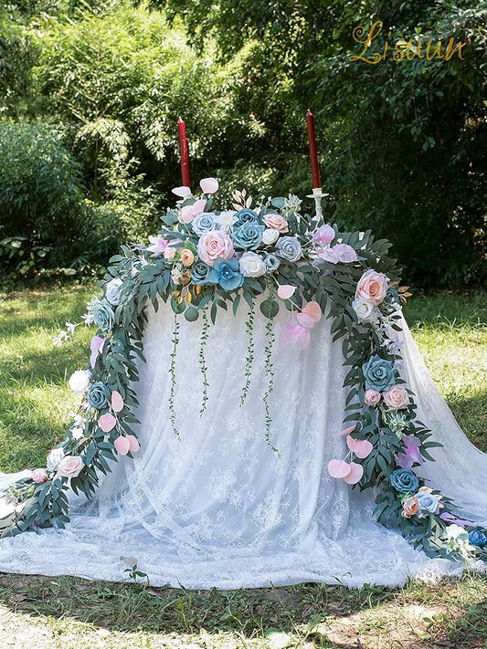 9FT Wedding Arch Flower Garland, Handmade Wedding Table Decorations,Head Table Floral Decor for Noble and Charming Wedding Ceremony