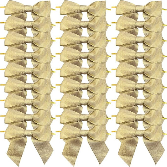 36pcs 4-1/2" Metallic Gold Glitter Ribbon Bows with Twist Ties for Gift Wrapping Packing Christmas Big Bows for Holiday Decoration (Gold)