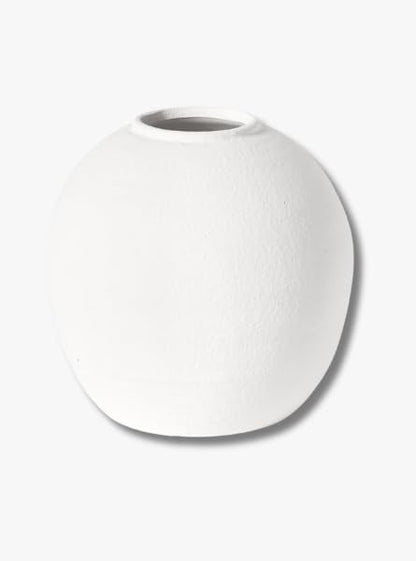 Crystal Modern Vase, Textured Round Belly Concrete Vase in Black or White, Available in Medium and Large Sizes, Decorative Accent for Floral Arrangements and Home Décor (White, Medium)