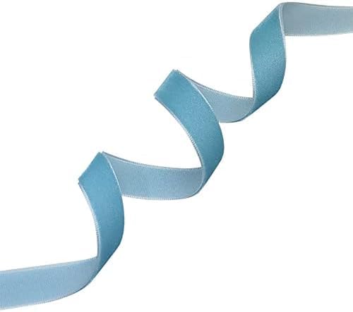 Chenkou Craft Light Blue 25 Yards 3/8" Velvet Ribbon Lots Bulk (Light Blue, 3/8"(10mm))