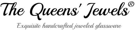 THE QUEENS' JEWELS Happy Birthday Jeweled 4x4 Candle Holder Vase - Unique Gift for Women, Birthday, Cute, Fun, Cocktail, Queen, Not Painted, Decorated, Bling, Bedazzled, Rhinestone