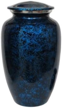 MEMORIALS 4U Custom Engraved Cremation Urn - Handcrafted Urn for Human Ashes - Affordable Urn for Ashes with Velvet Bag (Forest Blue)