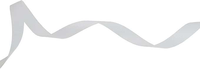 Solid Grosgrain Ribbon 25 Yard Each Roll 100% Polyester Woven Edge (3/8", White)