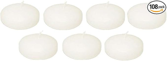 D'light Online Large Pale Ivory 3 Inch Floating Candles for Events, Centerpieces, Spa, Pool, Home Decor, Cylinder Vases and Holiday Decor - (Pale Ivory, Set of 108)