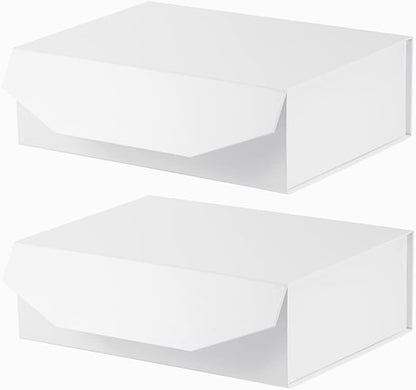 2Pcs 13x9x4 Inches White Gift Boxes with Lids for Presents Magnetic gift box White Large Gift Box for Bridesmaid Proposal，Groomsman (Glossy White)