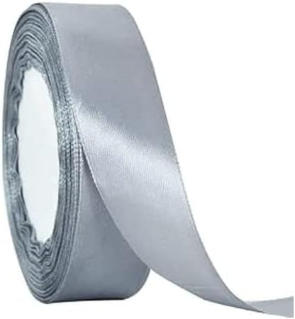 TONIFUL Silver Satin Ribbon 1 Inch X 25yds Solid Silk Ribbons for Gift Wrapping, Craft, Floral Bouquets, Valentine's Day Christmas Gift Wrapping, Party Wedding Decoration