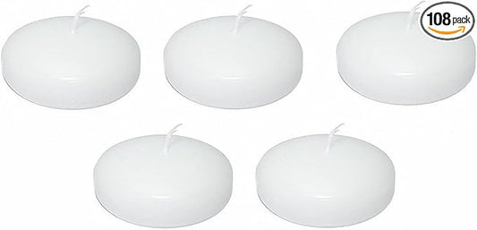 D'light Online Large White 3 Inch Floating Candles for Events, Centerpieces, Spa, Pool, Home Decor, Cylinder Vases and Holiday Decor - (White, Set of 108)