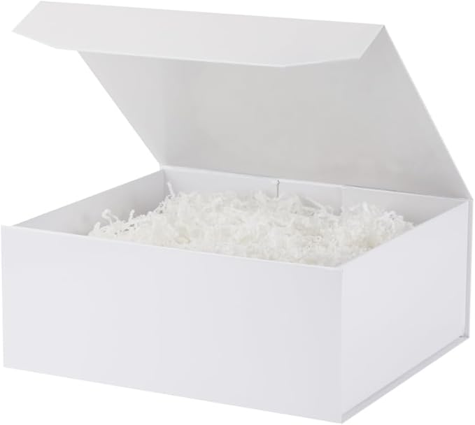 6 Pcs White Gift Box Large 13x11x5.3 Inch Magnetic Gift Boxes with Crinkle Paper White Large Gift Box with Shredded Paper Luxury Gift Boxes with Lids for Presents