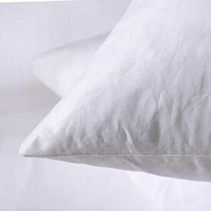 16x16 Decorative Throw Pillow Inserts-Down Feather Pillow Inserts-Square-Cotton Fabric-Set of 2-White.