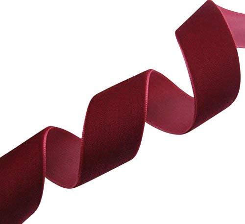 Chenkou Craft Dark Red 25 Yards/roll 1 1/2" Velvet Ribbon Lots Bulk (Dark red, 1 1/2"(40mm))