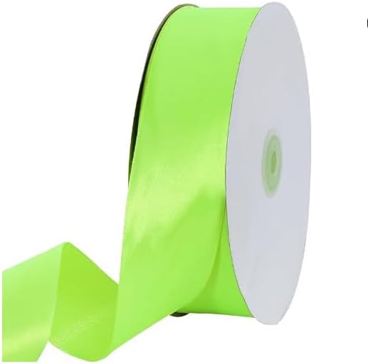 TONIFUL 1-1/2 Inch (40mm) x 100 Yards Fluorescent Green Wide Satin Ribbon Solid Fabric Ribbon for Gift Wrapping Chair Sash Valentine's Day Wedding Birthday Party Decoration Hair Floral Craft Sewing