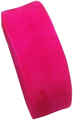 Chenkou Craft Solid Organza Ribbon 1 Roll 50 Yards Hot-Pink 2" (50mm) Birthday Craft Bow Party Decoration Packing Ribbons (Hot Pink, 2"(50mm))