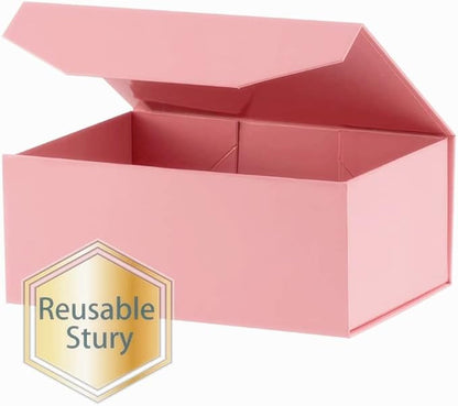 1Pcs Pink 9.5x7x4 Inch Gift Box, Small Magnetic Box with Lid Pink Small Gift Box for Bridesmaid proposal Foldable Magnetic Closure Storage Boxes