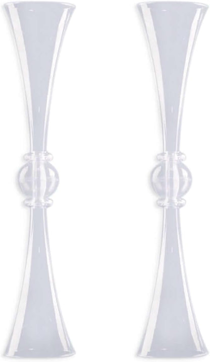 Efavormart 2 Pack | 27" Clear Crystal Embellishment Trumpet Table Centerpiece, Reversible Plastic Flower Vase