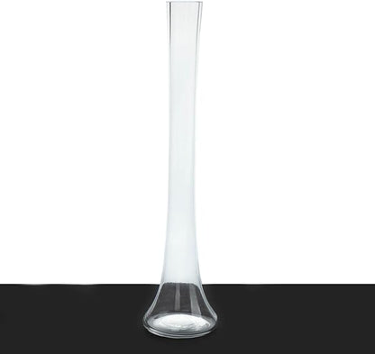 Efavormart 6 Pack Clear Heavy Duty Eiffel Tower Glass Vases with Round Base, Tall Skinny Flower Bud Vase Centerpieces - 20"