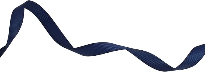 Solid Grosgrain Ribbon 25 Yard Each Roll 100% Polyester Woven Edge (3/8", Dark Blue)