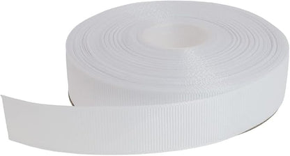 Solid Grosgrain Ribbon 25 Yard Each Roll 100% Polyester Woven Edge (3/4", White)