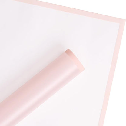 WRAPAHOLIC 20 Sheets Flower Wrapping Paper - 22.4 x 22.4 inch Pink Border Water-Resistant Floral Bouquet Wrapping Paper, Florist Supplies Packaging Paper for Wedding Birthday Gift DIY