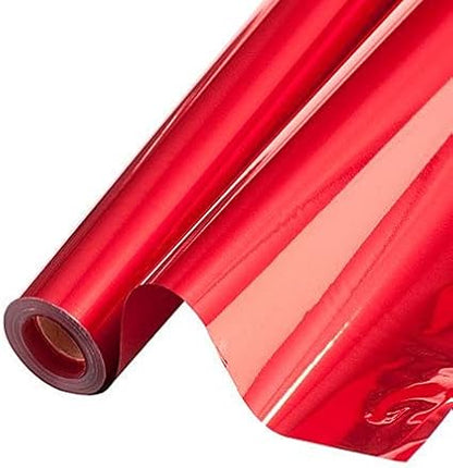PMU (2 Gift Wrap Mylar Roll Metallic Red 2-sided, 24 Inches X 8.3 Ft Roll 1.4 Mil Highly Reflective Mylar Film, Great for Gifts, Birthdays, Christmas, Baskets, Arts & Crafts