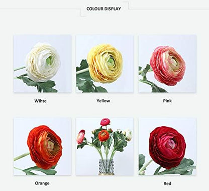 Artificial Ranunculus Flowers with Real Touch Stem, Silk Ranunculus Flowers(10 Pack) (Red)
