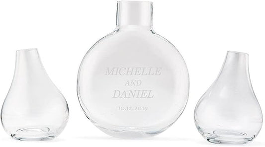 Weddingstar Custom Modern Wedding Sand Ceremony Vase Set - Classic Couple Etching