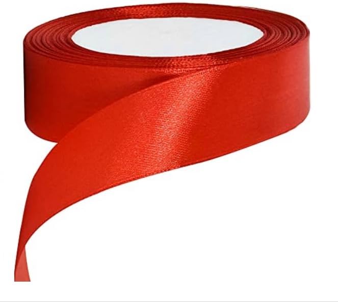 TONIFUL Red Satin Ribbon 1 Inch X 25yds Solid Silk Ribbons for Gift Wrapping, Craft, Floral Bouquets, Valentine's Day Christmas Gift Wrapping, Party Wedding Decoration