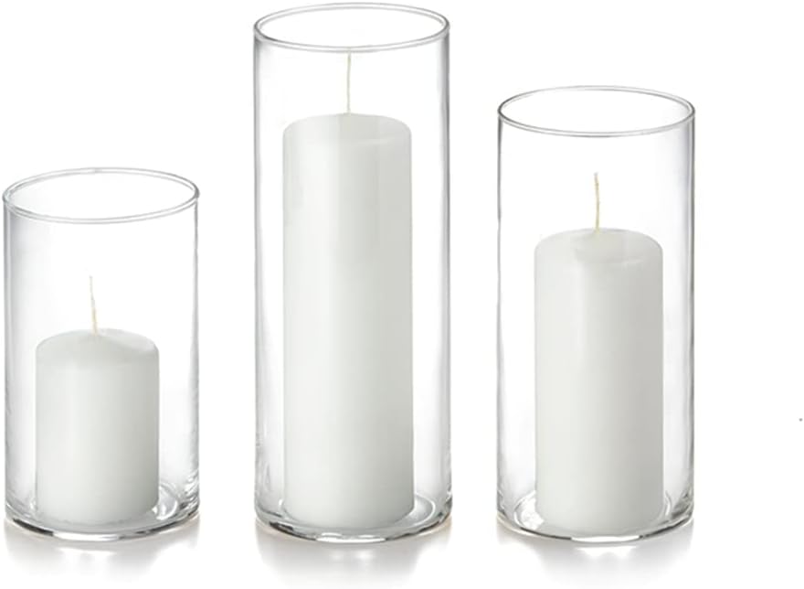 Yummi Set of 3 Slim Pillars and Cylinder Vases - White