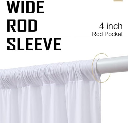 gogoparti 30x15 ft White Backdrop Curtain for Weddings & Parties - 6-Panel Wrinkle-Free Polyester Drape, 15 FT Long for Birthday, Baby Shower, Halloween Photography Background