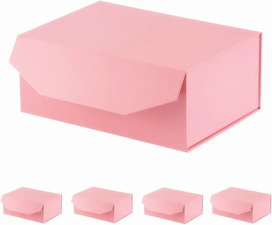 5Pcs 9.5x7x4 Inches Pink Gift Box with Lids for Presents Magnetic Gift Box Small Gift Boxes for Packaging，Bridesmaid Proposal，Groomsman (Glossy Pink)