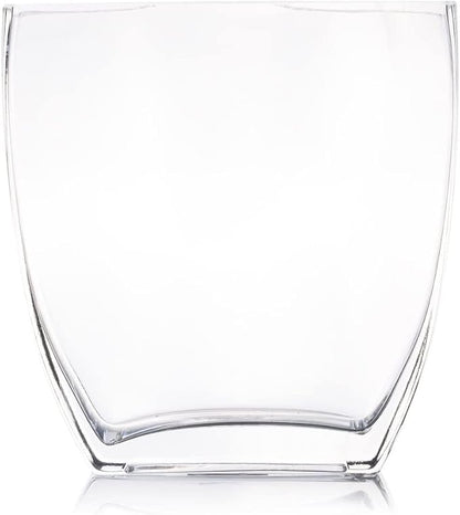 Enova Floral Clear Rectangle Glass Vases, 7x7x2.5 Inch Block Glass Vase for Flowers, Square Glass Vase for Wedding Centerpieces, Home Décor (1 Piece)