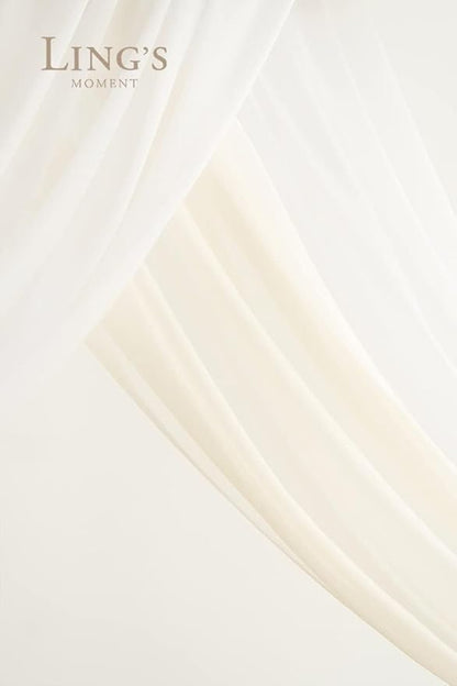 Ling's moment Artificial Wedding Arch Flowers Kit Pack of 4, 2pcs Hanging Silk Flowers Arrangement 2pcs Chiffon Drapes Ceremony Spring Fake Rose Arbor Backdrop White Sage Floral Party Outdoor Decor
